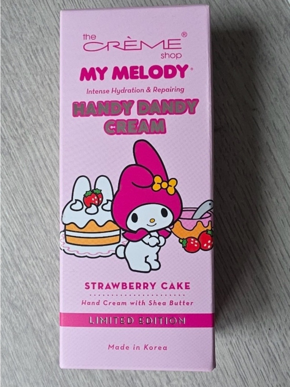 NIB Crème Shop My Melody Strawberry Cake Handy Dandy Hand Cream - Pink